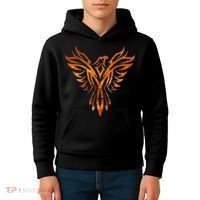 Fire Phoenix Mythical Bird Rising Born Again Kids Hoodie thumb 4