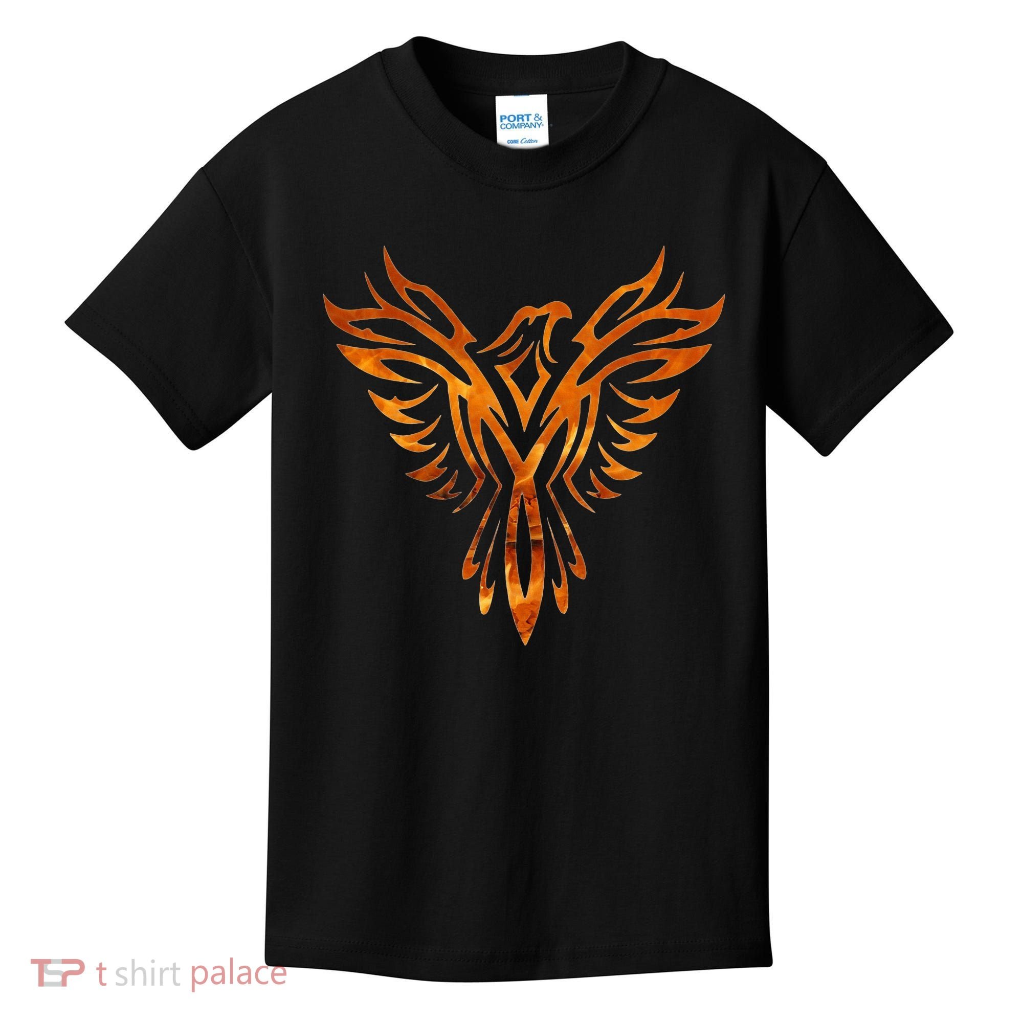 Fire Phoenix Mythical Bird Rising Born Again Kids T-Shirt