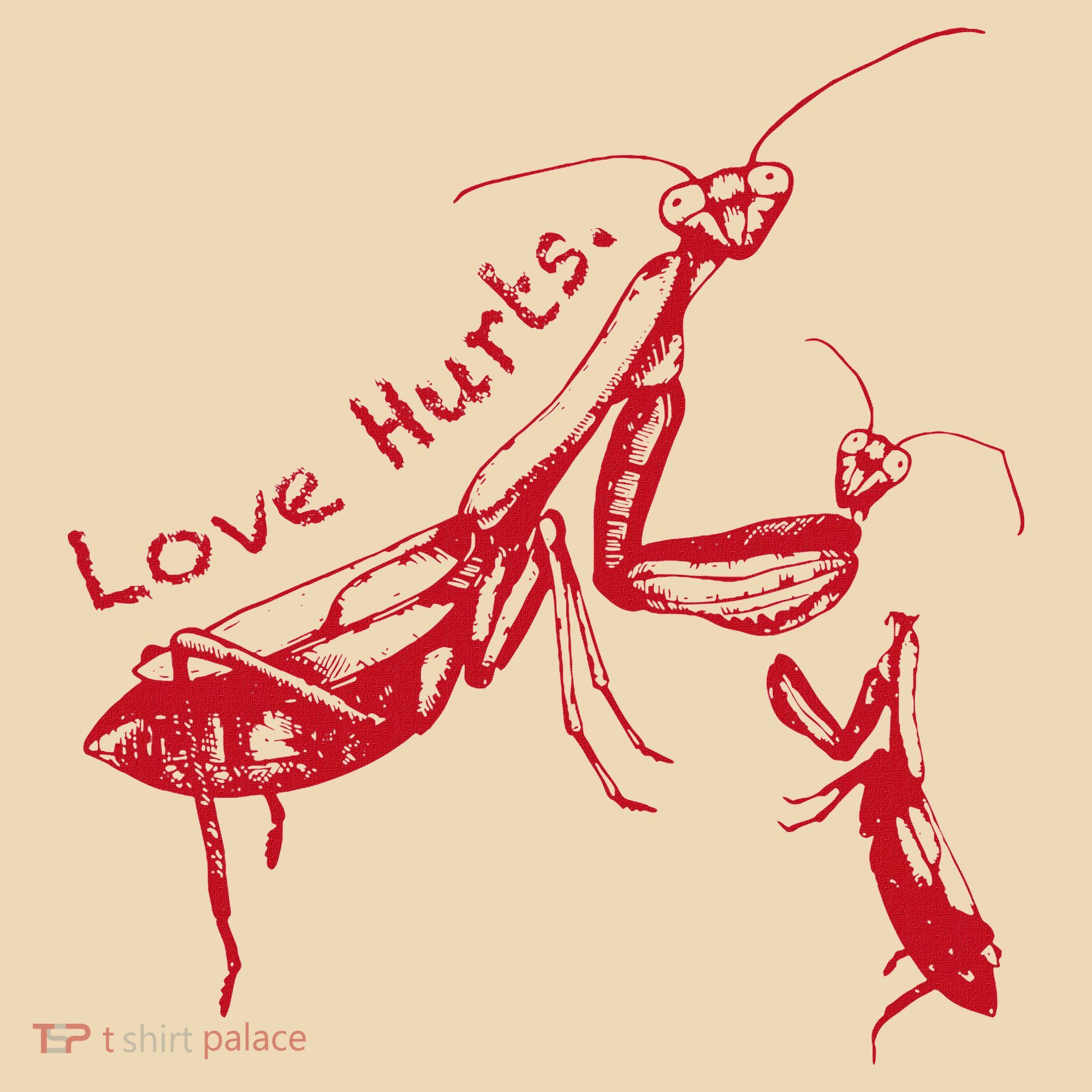 Funny Praying Mantis Retro Love Hurts Graphic Tote Bag