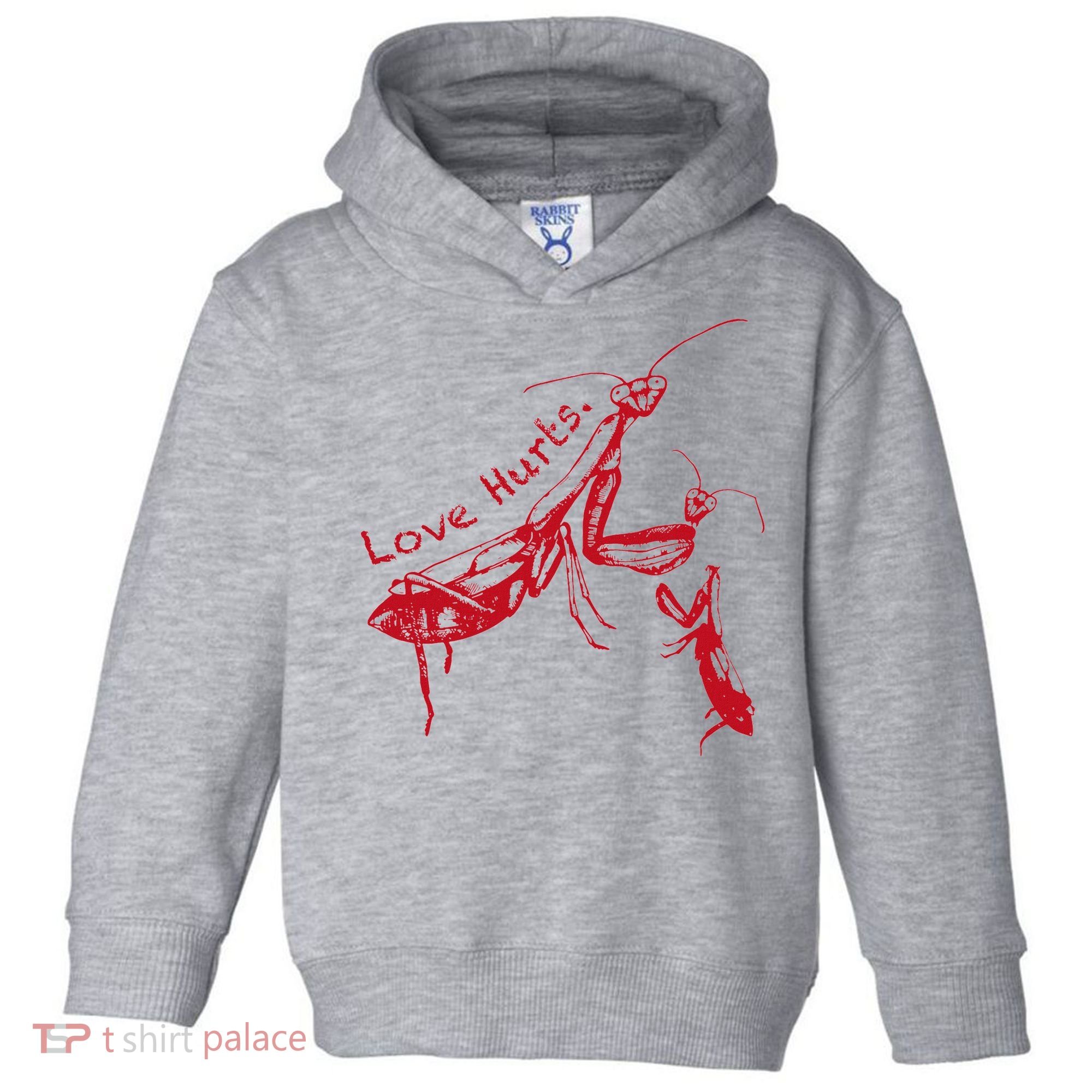 Funny Praying Mantis Retro Love Hurts Graphic Toddler Hoodie