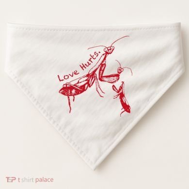 Funny Praying Mantis Retro Love Hurts Graphic USA-Made Doggie Bandana
