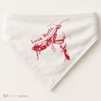 Funny Praying Mantis Retro Love Hurts Graphic USA-Made Doggie Bandana thumb 0