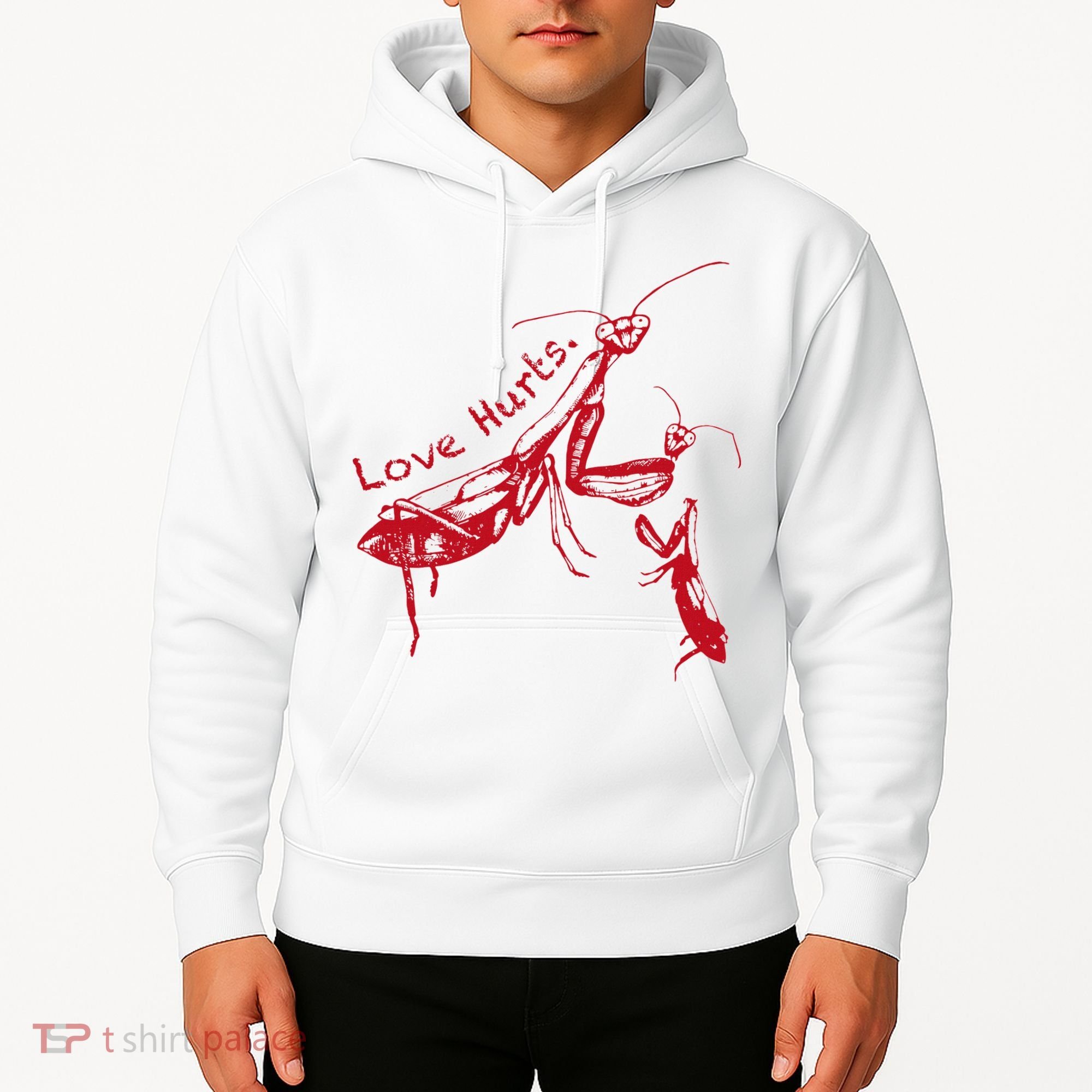 Funny Praying Mantis Retro Love Hurts Graphic Hoodie