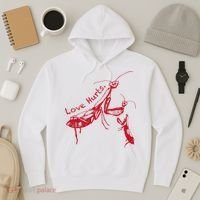 Funny Praying Mantis Retro Love Hurts Graphic Hoodie thumb 3