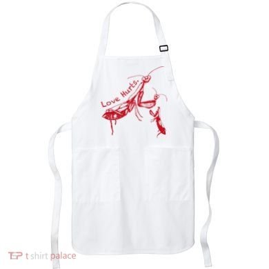 Funny Praying Mantis Retro Love Hurts Graphic Apron