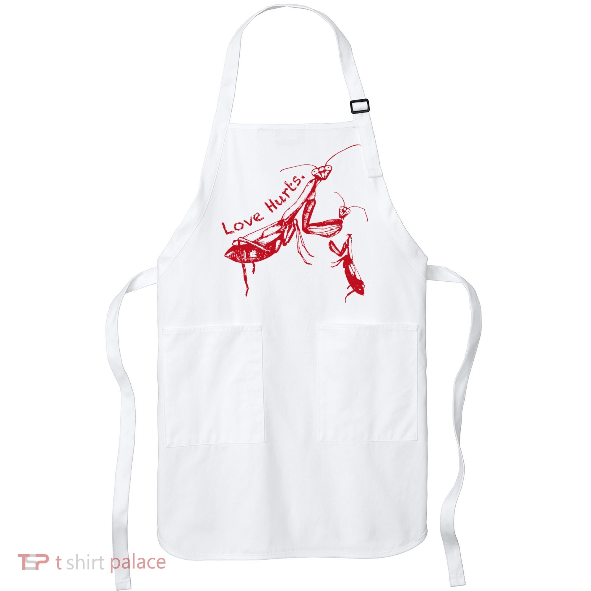 Funny Praying Mantis Retro Love Hurts Graphic Apron