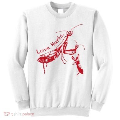 Funny Praying Mantis Retro Love Hurts Graphic Sweatshirt