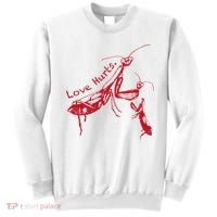 Funny Praying Mantis Retro Love Hurts Graphic Sweatshirt thumb 0