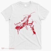 Funny Praying Mantis Retro Love Hurts Graphic T-Shirt thumb 0