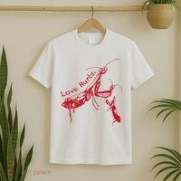 Funny Praying Mantis Retro Love Hurts Graphic T-Shirt thumb 2