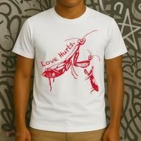 Funny Praying Mantis Retro Love Hurts Graphic T-Shirt thumb 3