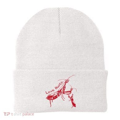 Funny Praying Mantis Retro Love Hurts Graphic Beanie