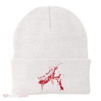 Funny Praying Mantis Retro Love Hurts Graphic Beanie thumb 0