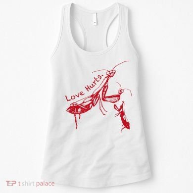 Funny Praying Mantis Retro Love Hurts Graphic Women's Tank Top