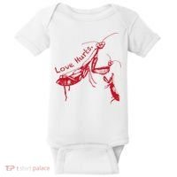 Funny Praying Mantis Retro Love Hurts Graphic Baby Bodysuit thumb 0