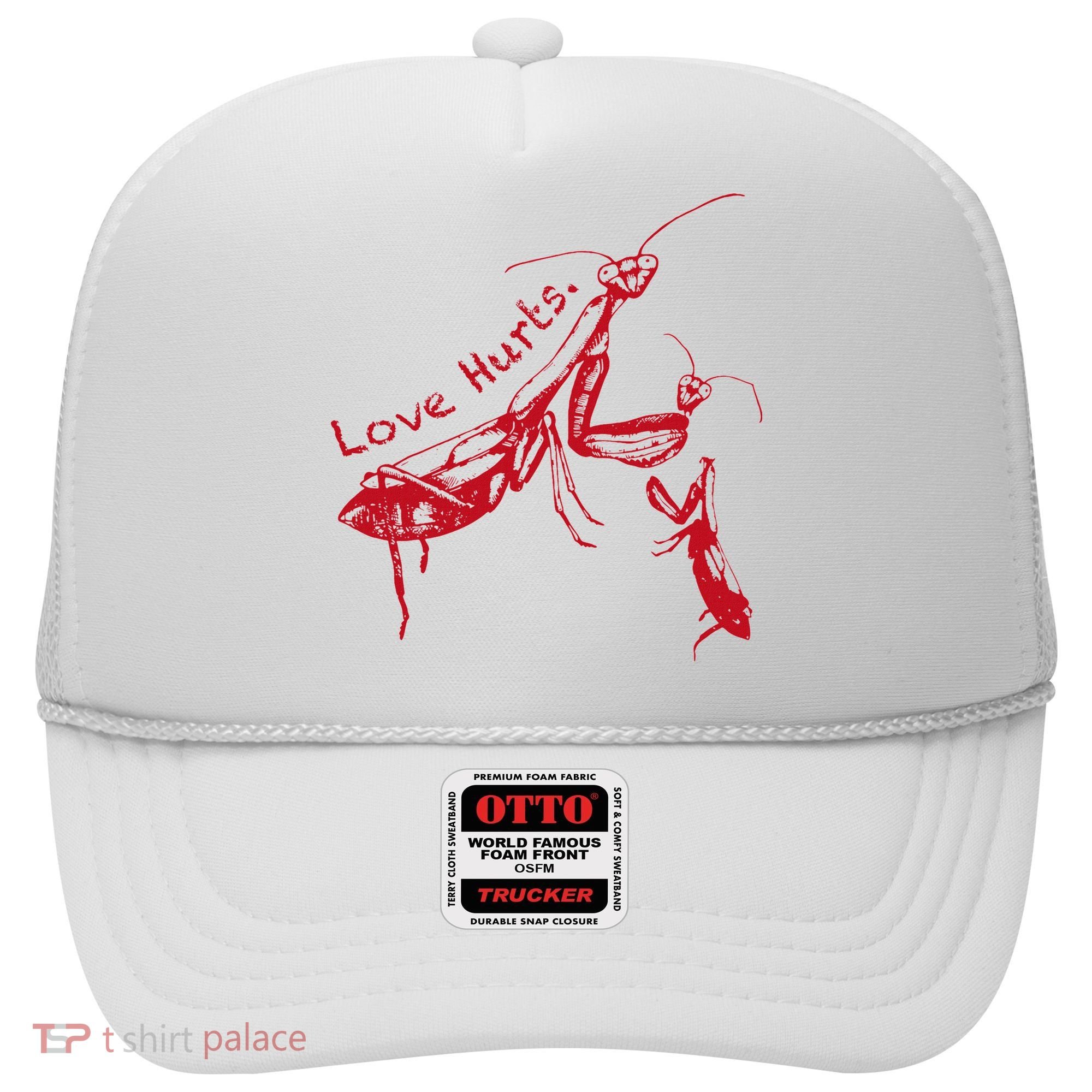 Funny Praying Mantis Retro Love Hurts Graphic Hat