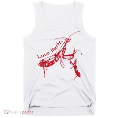 Funny Praying Mantis Retro Love Hurts Graphic Tank Top