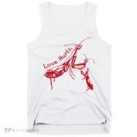 Funny Praying Mantis Retro Love Hurts Graphic Tank Top thumb 0