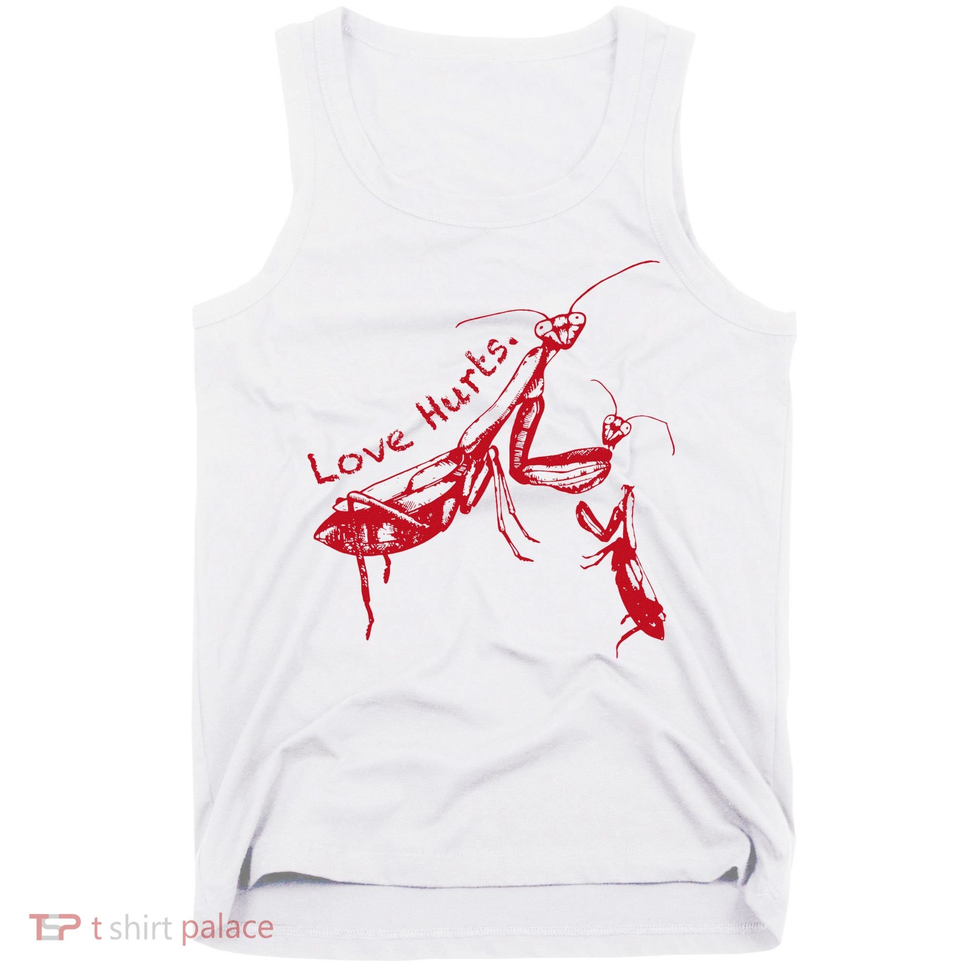 Funny Praying Mantis Retro Love Hurts Graphic Tank Top