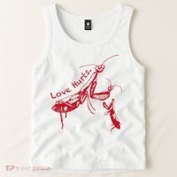 Funny Praying Mantis Retro Love Hurts Graphic Tank Top thumb 2