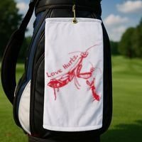 Funny Praying Mantis Retro Love Hurts Graphic Golf Towel thumb 2