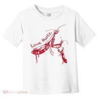 Funny Praying Mantis Retro Love Hurts Graphic Toddler T-Shirt thumb 0