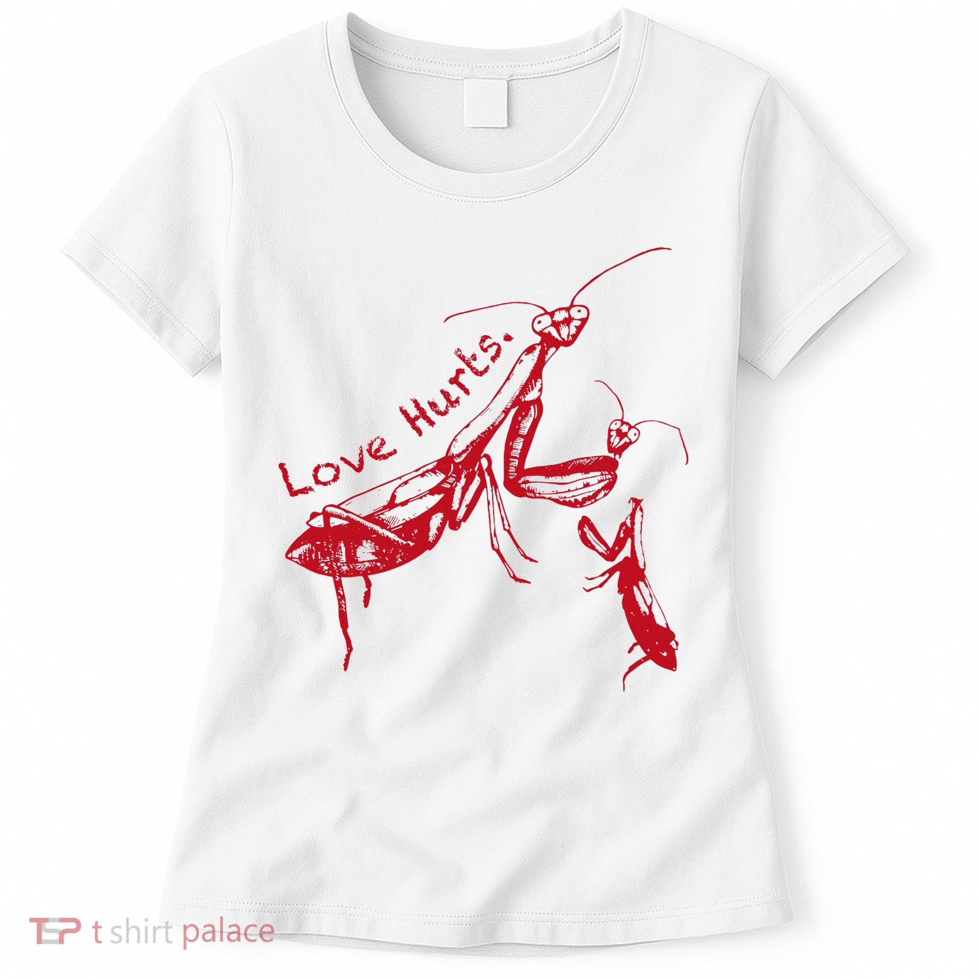 Funny Praying Mantis Retro Love Hurts Graphic Women's T-Shirt