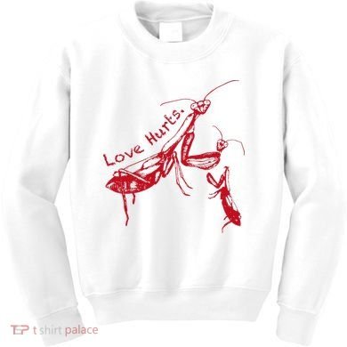 Funny Praying Mantis Retro Love Hurts Graphic Kids Sweatshirt