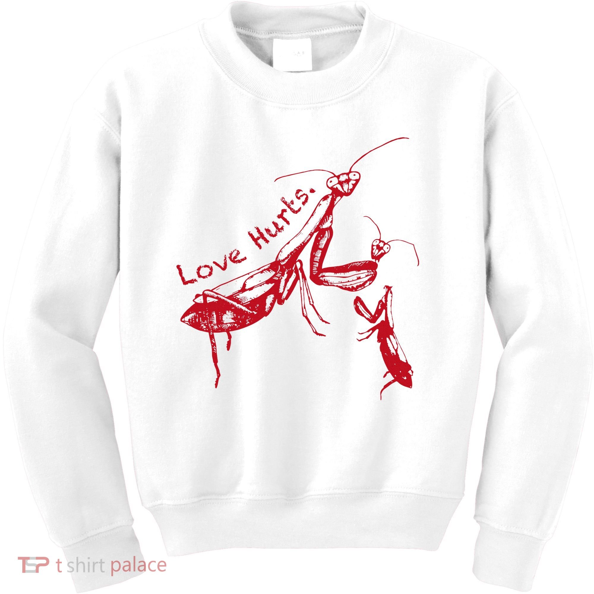 Funny Praying Mantis Retro Love Hurts Graphic Kids Sweatshirt