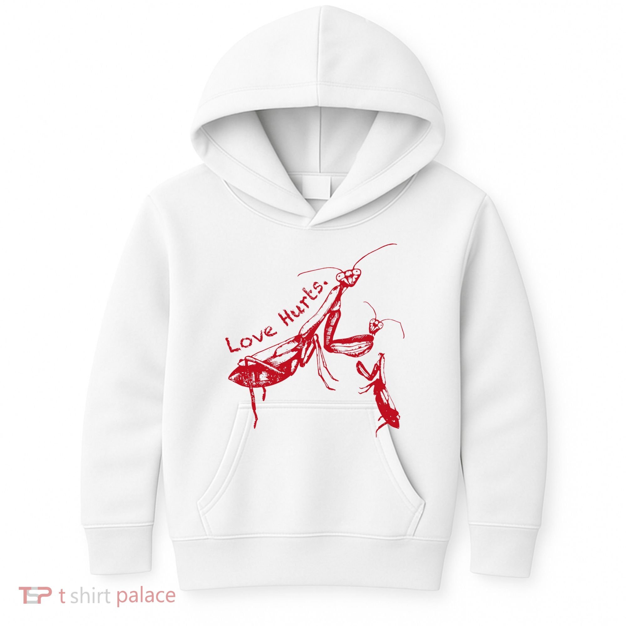 Funny Praying Mantis Retro Love Hurts Graphic Kids Hoodie