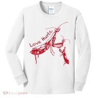 Funny Praying Mantis Retro Love Hurts Graphic Kids Long Sleeve Shirt thumb 0