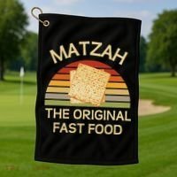 Funny Passover Matzah The Original Fast Food Seder Matzo Golf Towel thumb 1