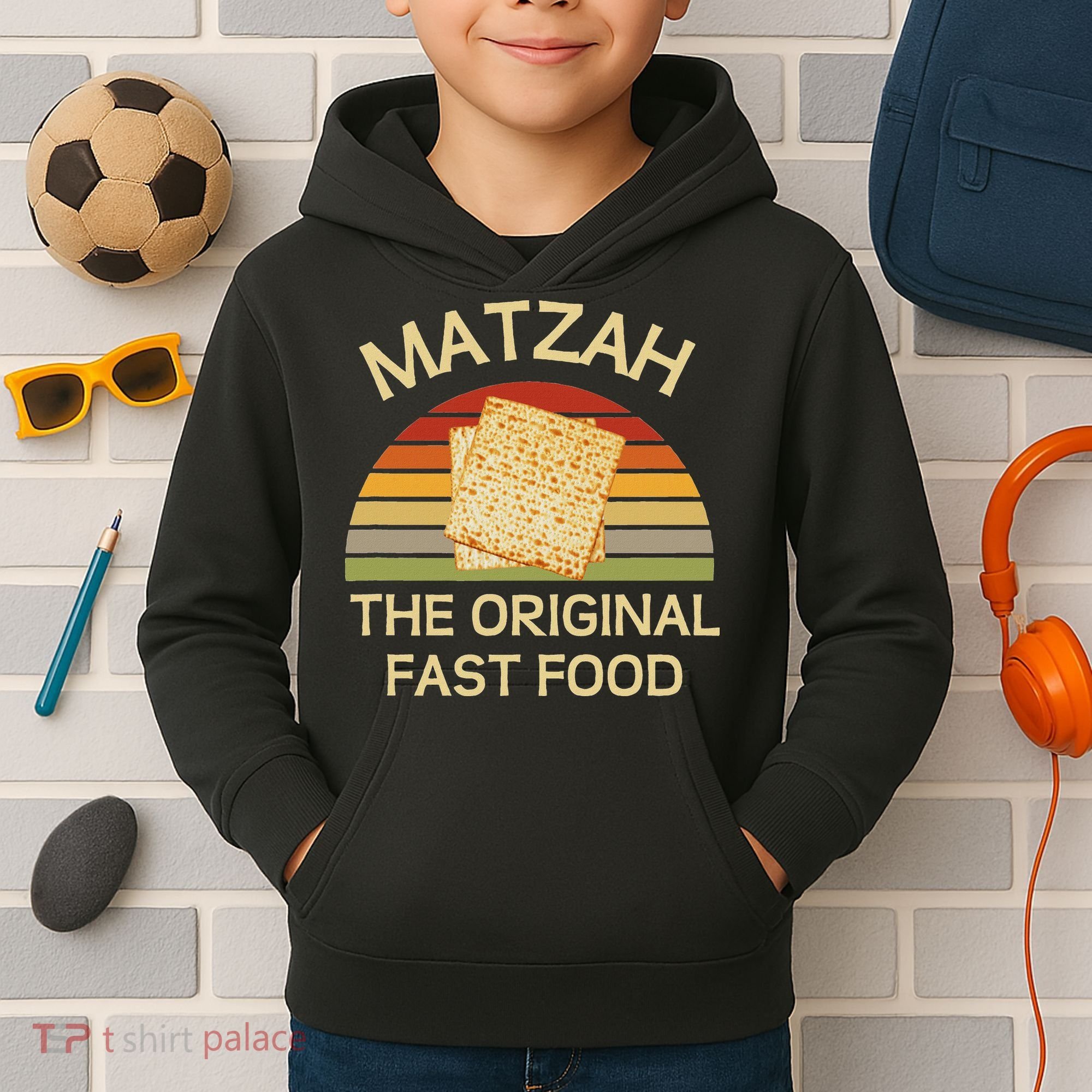 Funny Passover Matzah The Original Fast Food Seder Matzo Kids Hoodie