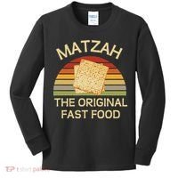 Funny Passover Matzah The Original Fast Food Seder Matzo Kids Long Sleeve Shirt thumb 0