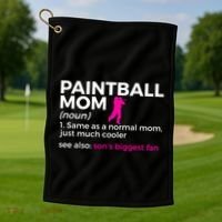 Funny Paintball Mom Definition Son's Biggest Fan Gift Golf Towel thumb 1