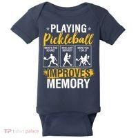 Funny Pickleball Memory Graphic Pickleball Player Baby Bodysuit thumb 0