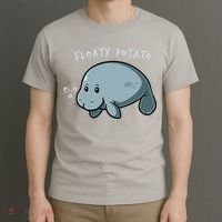 Floaty Potato Manatee Chubby Mermaid Funny Sea Cow Animal T-Shirt thumb 3