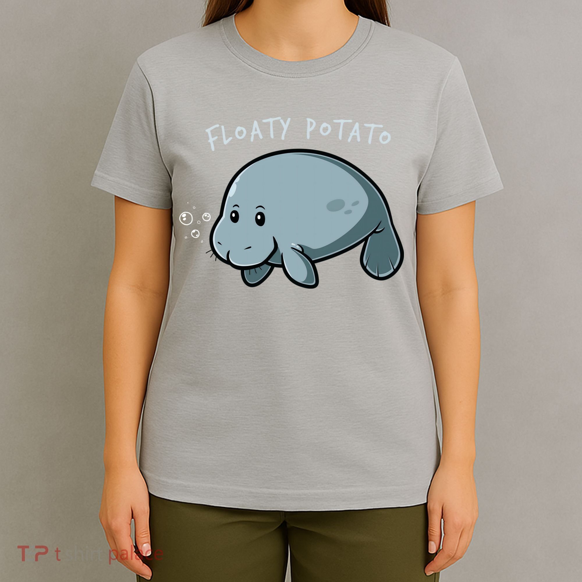 Floaty Potato Manatee Chubby Mermaid Funny Sea Cow Animal T-Shirt