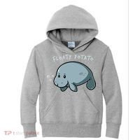 Floaty Potato Manatee Chubby Mermaid Funny Sea Cow Animal Kids Hoodie thumb 0