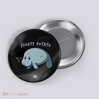 Floaty Potato Manatee Chubby Mermaid Funny Sea Cow Animal Button thumb 0