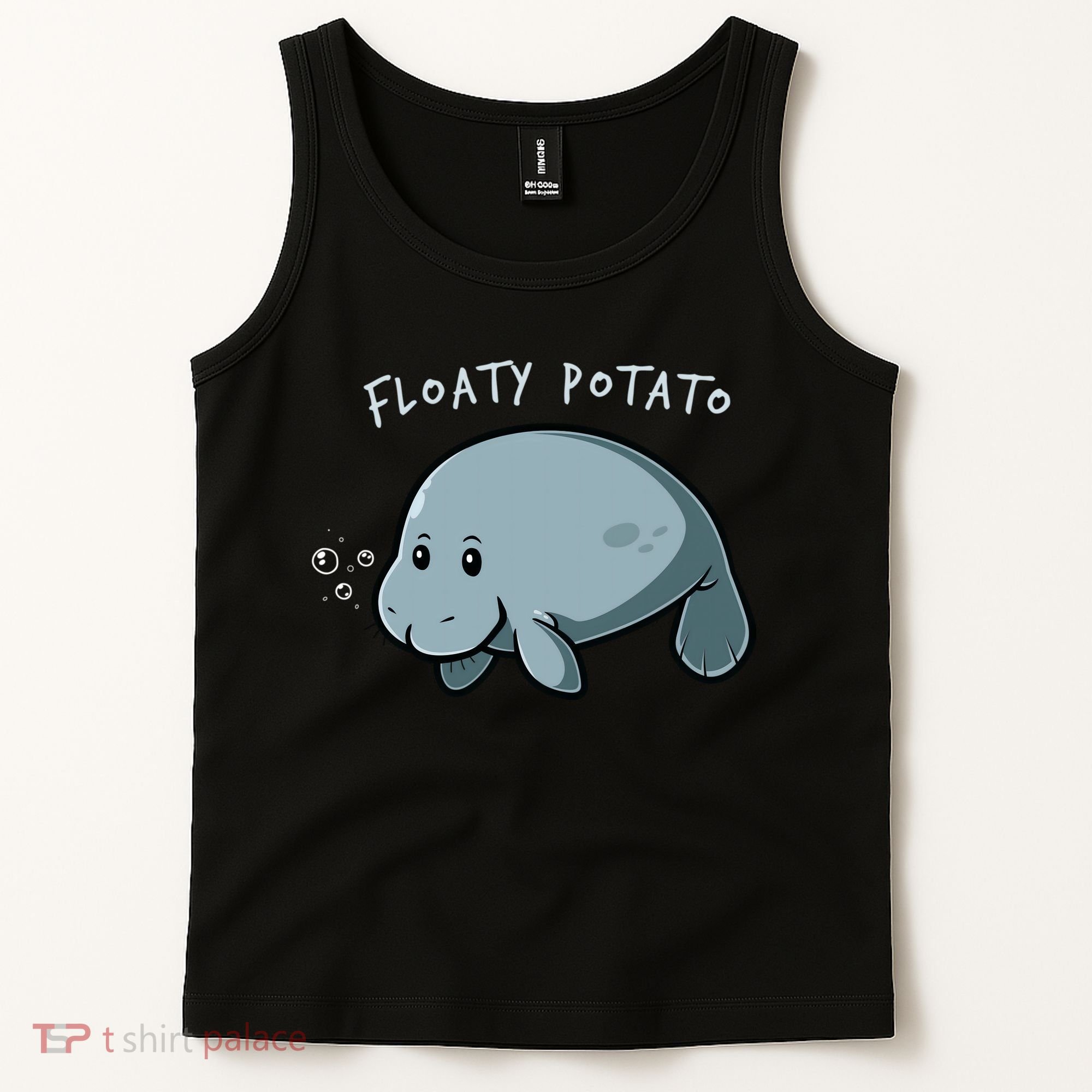 Floaty Potato Manatee Chubby Mermaid Funny Sea Cow Animal Tank Top