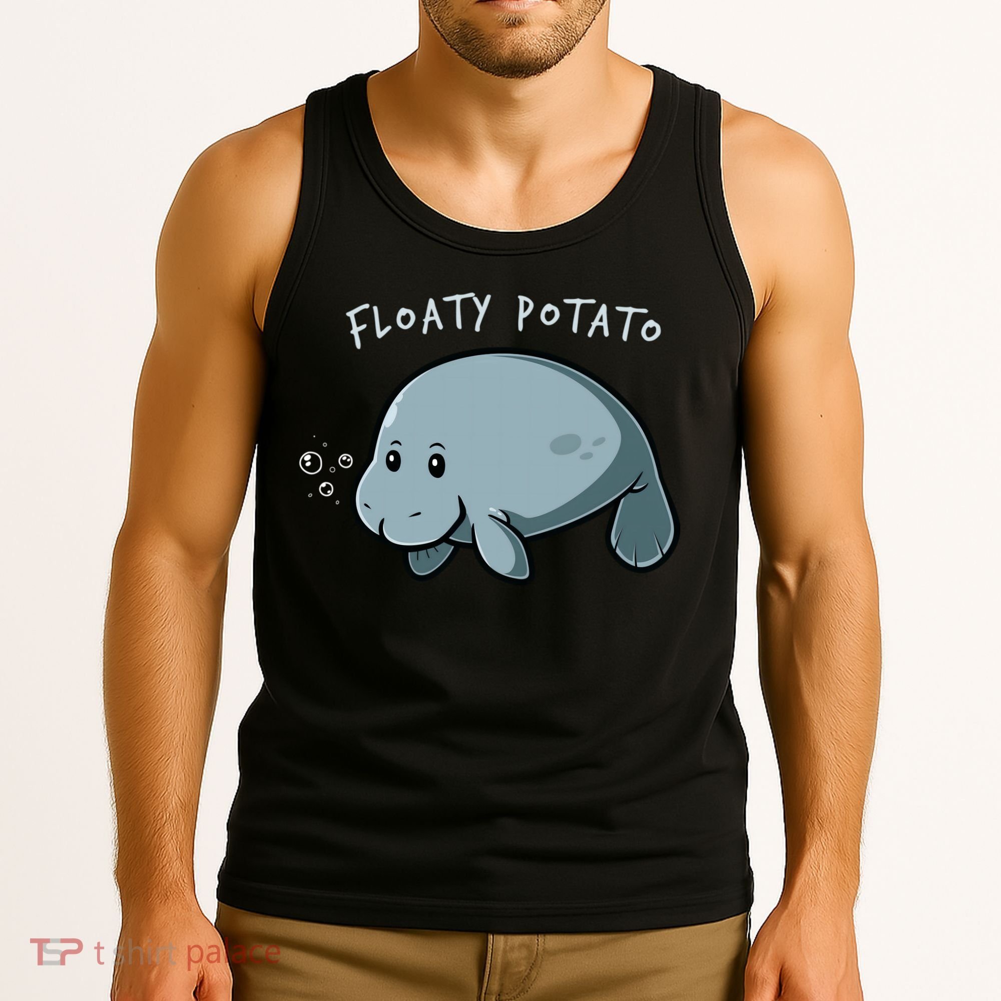 Floaty Potato Manatee Chubby Mermaid Funny Sea Cow Animal Tank Top