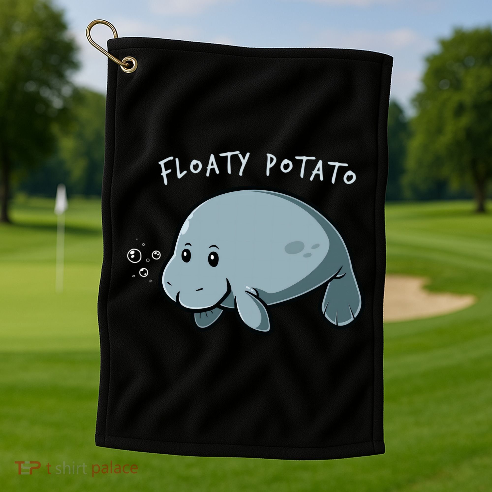 Floaty Potato Manatee Chubby Mermaid Funny Sea Cow Animal Golf Towel