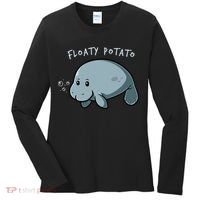 Floaty Potato Manatee Chubby Mermaid Funny Sea Cow Animal Women's Long Sleeve Shirt thumb 0