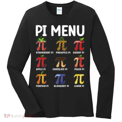 Funny Pi Menu Pi Day Women's Long Sleeve Shirt