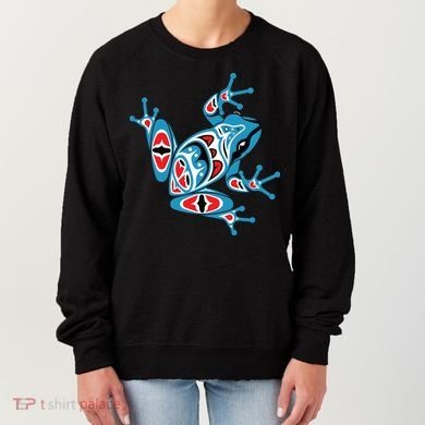 Frog Pacific Northwest Native American Indian Style Blue Red Women's Sweatshirt