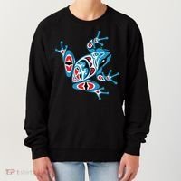 Frog Pacific Northwest Native American Indian Style Blue Red Women's Sweatshirt thumb 0