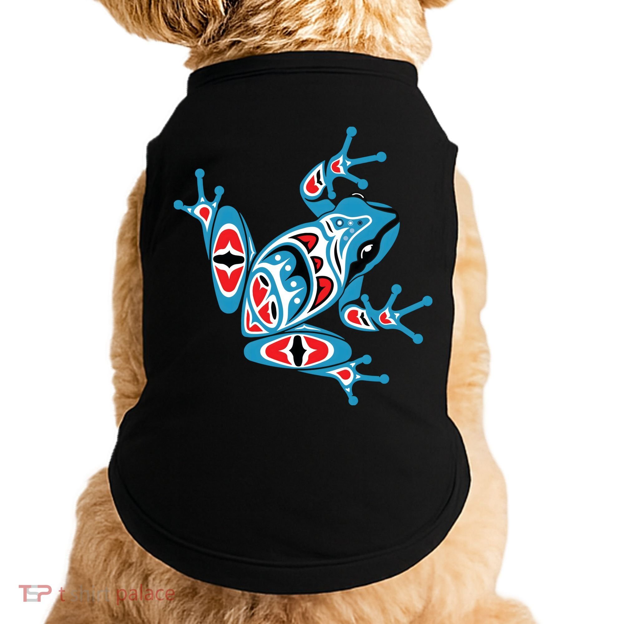 Frog Pacific Northwest Native American Indian Style Blue Red Doggie Tank