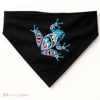 Frog Pacific Northwest Native American Indian Style Blue Red USA-Made Doggie Bandana thumb 0