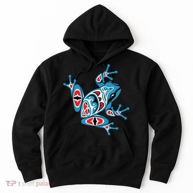 Frog Pacific Northwest Native American Indian Style Blue Red Hoodie